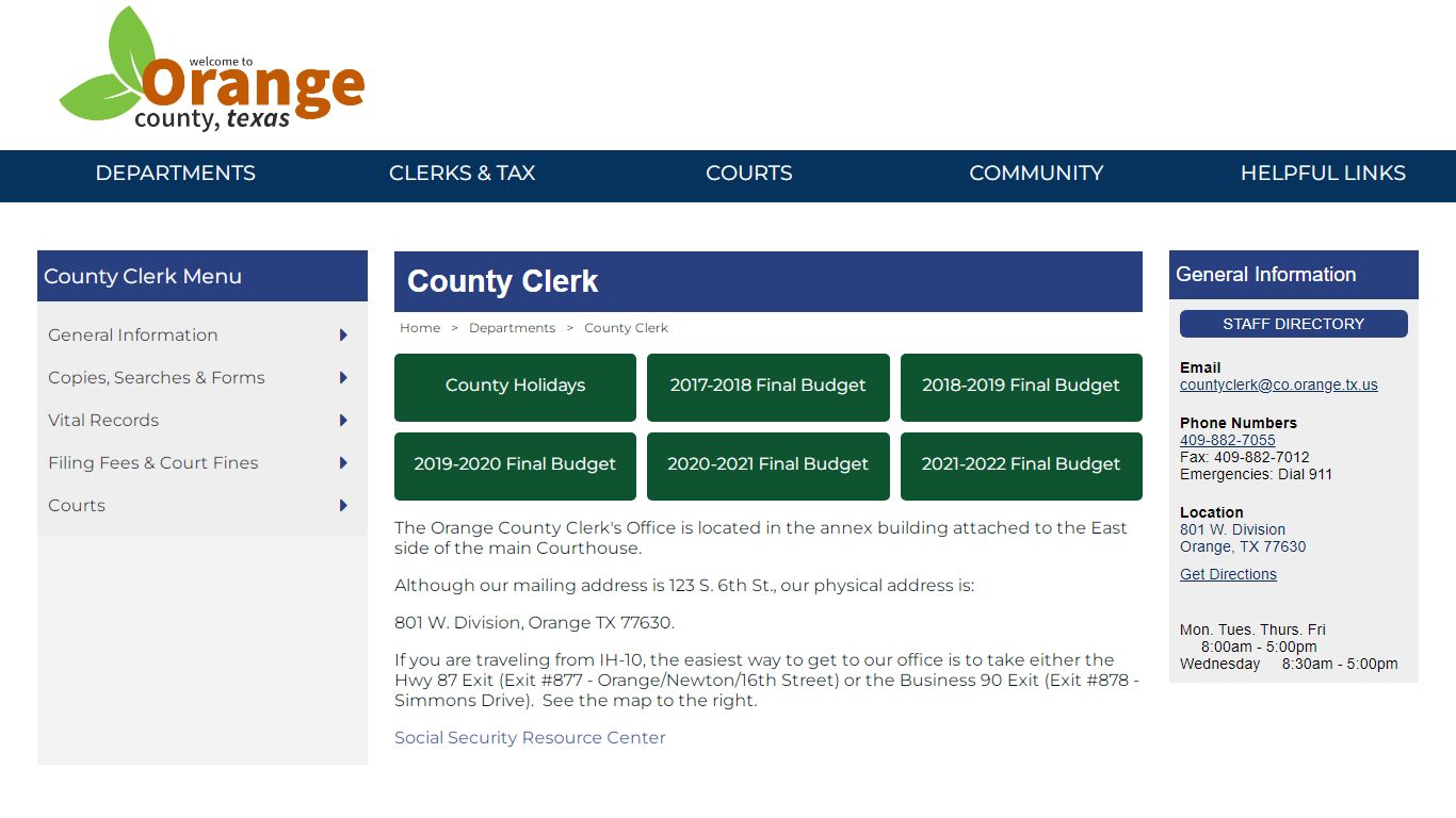 Welcome to the Official Website of Orange County, Texas ...
